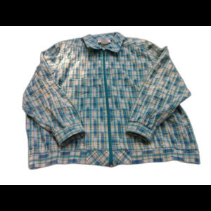 Popovitch Women Green Plaid Golf Jacket Size L Windbreaker Lightweight Sporty